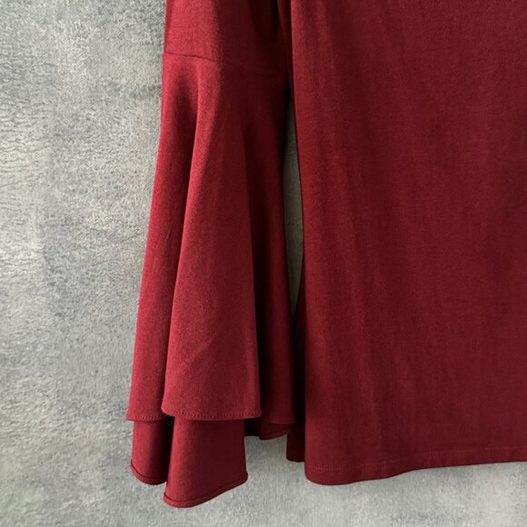 Express off the shoulder top with flared sleeves in maroon Size S NWT - Picture 3 of 5